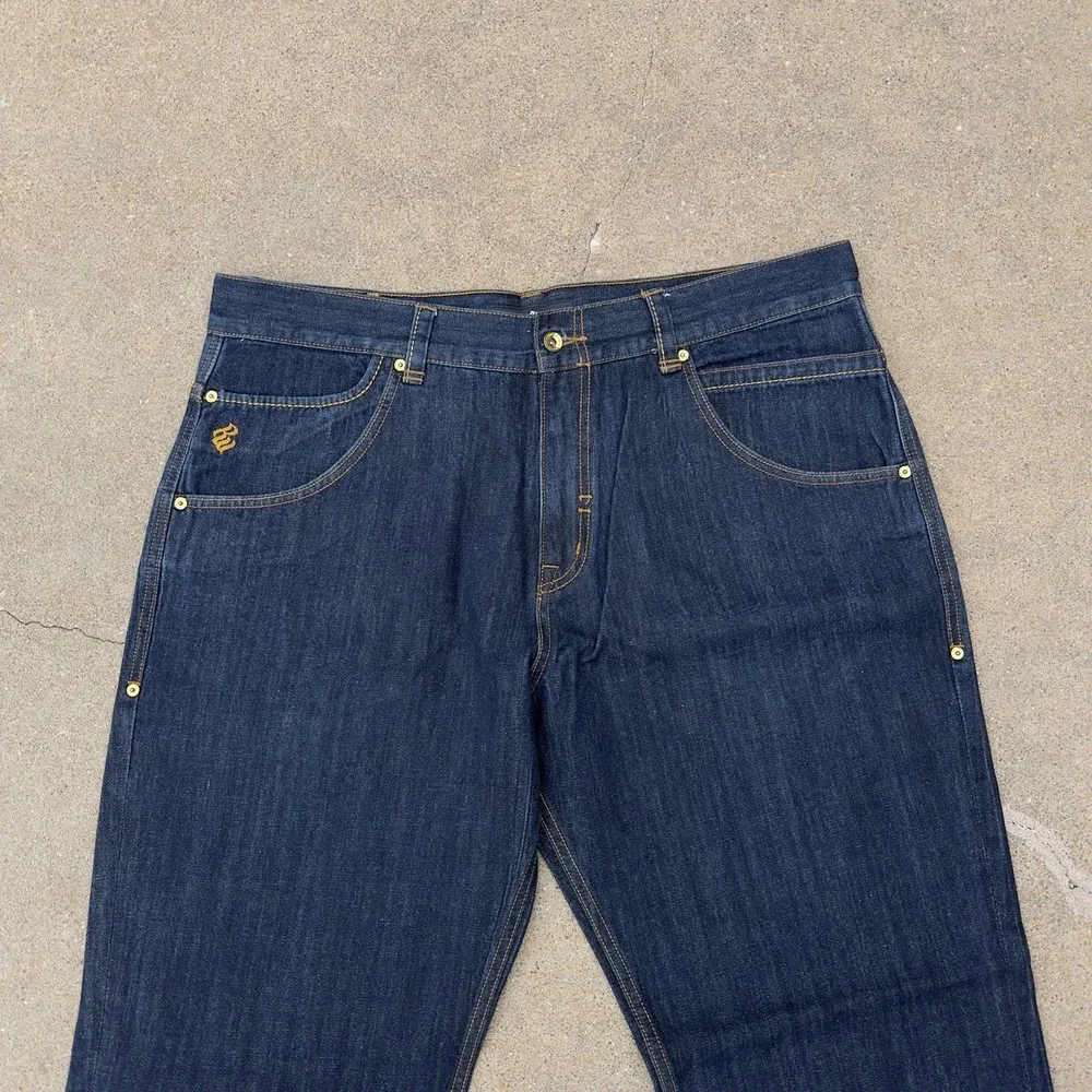 VTG Rocawear Baggy Blue Denim Jeans Men's 42x33 Wide Leg Loose Fit Hip Hop Y2K‎